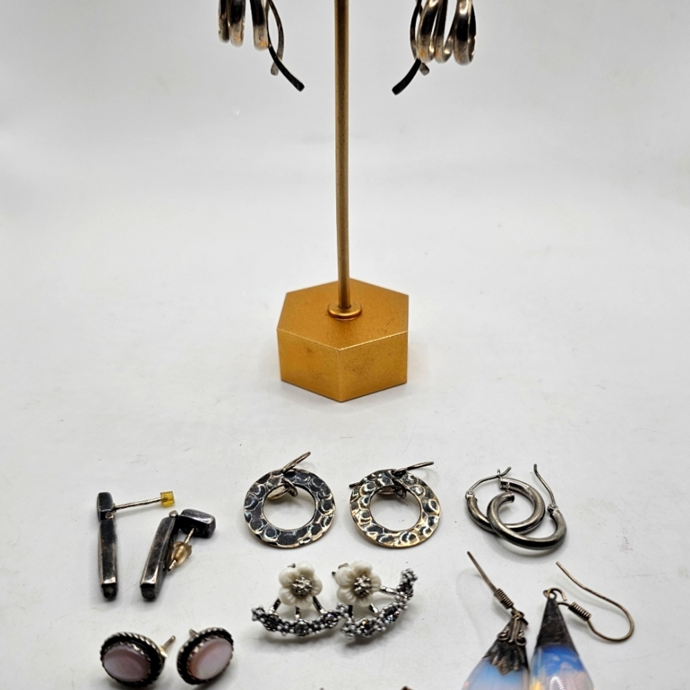 Sterling Silver Earrings lot w gemstones